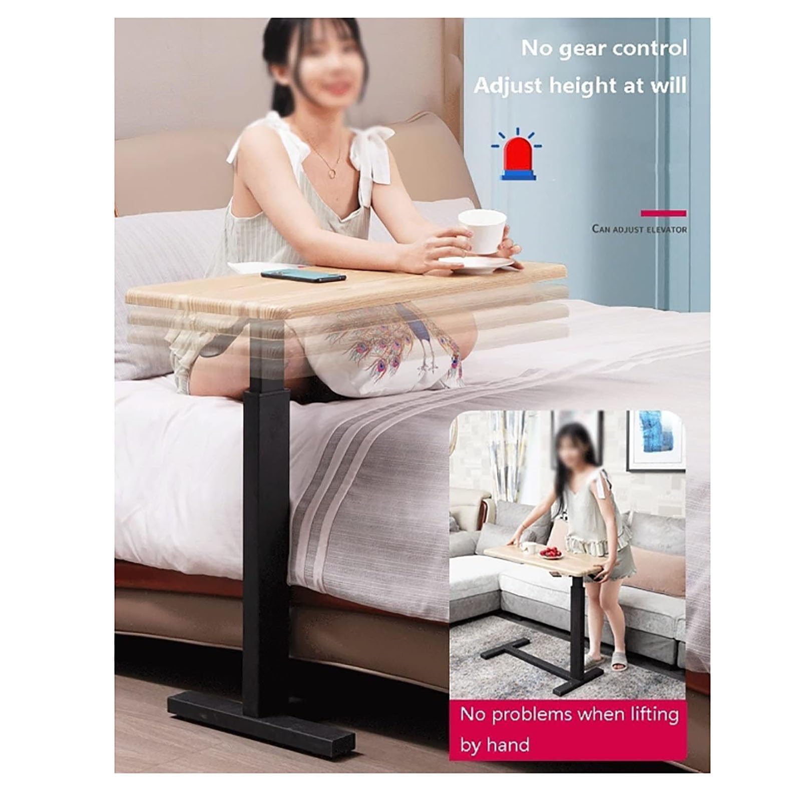 Mesas para Colocar sobre la Cama, con Mesa para computadora portátil de Altura Ajustable, Escritorio Resistente, Multiusos para Uso doméstico y hospitalario Mesa con Bandeja hospitalaria