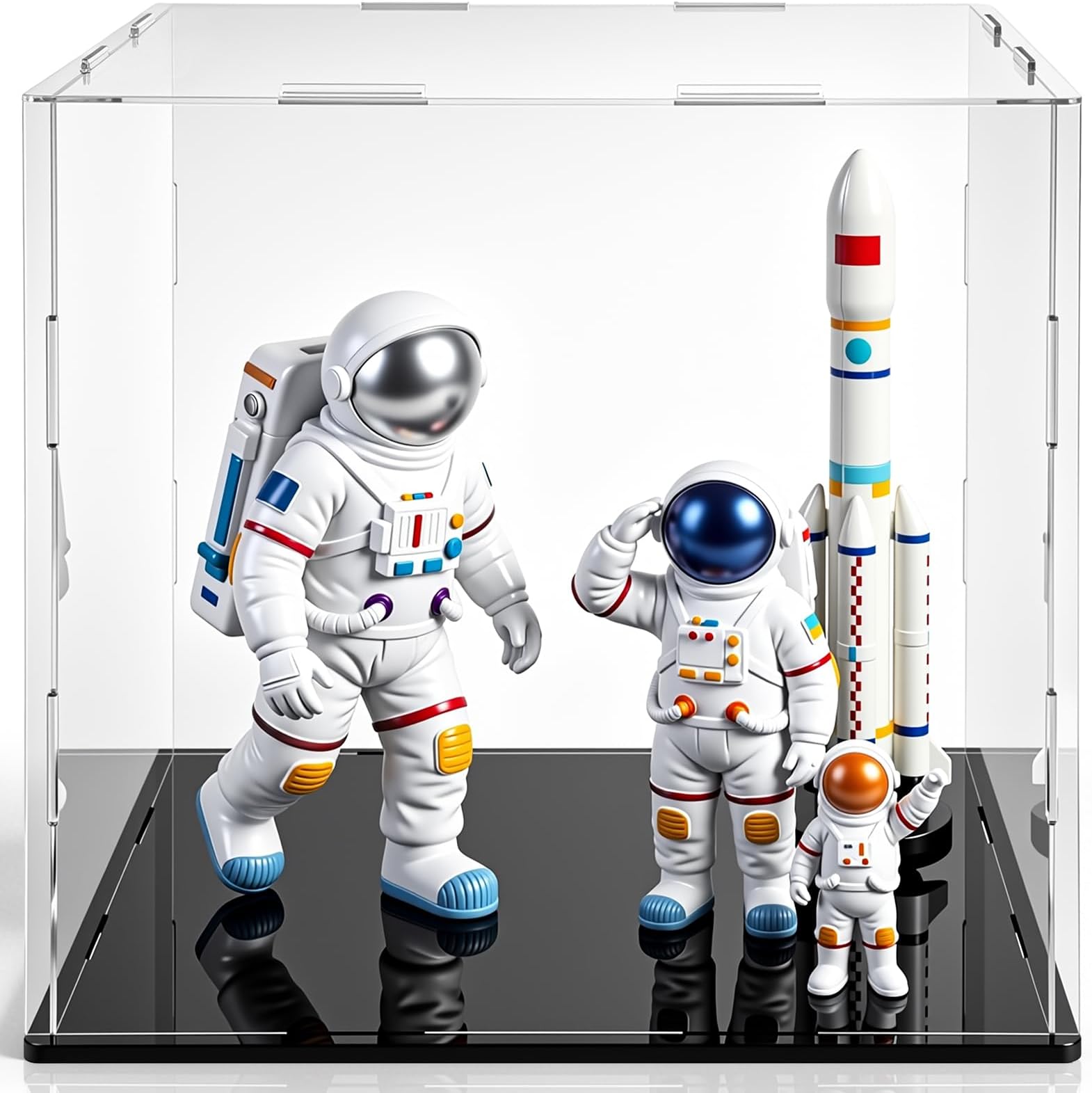 Yungyan 1 Pack Clear Self-Assembly Acrylic Display Case Transparent Dust Proof Protection Showcase for Figurine Collectibles Figures Basketball (8 x 8 x 8 Inch)