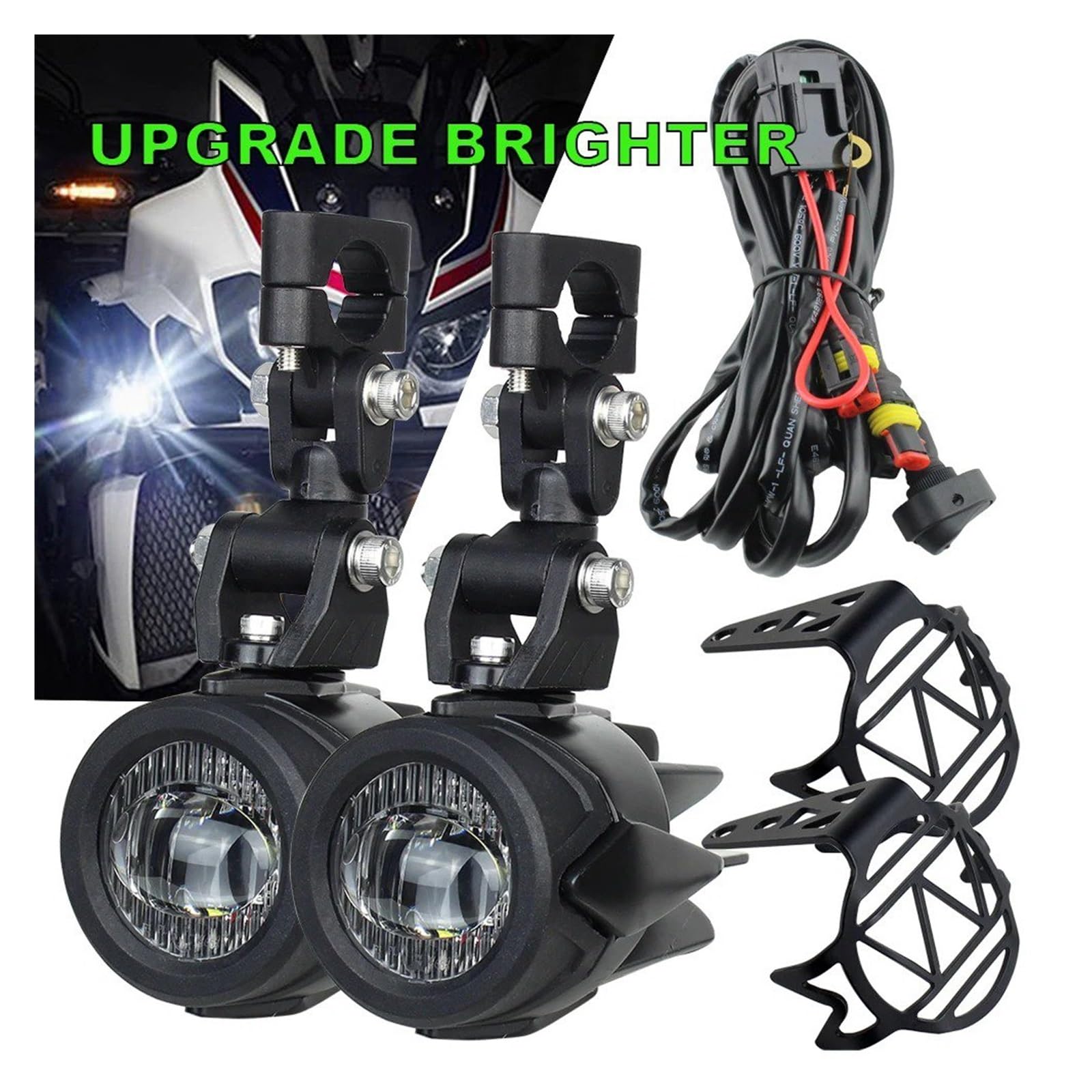 Phares Avant pour Moto pour BMW R1200GS F800GS F700GS F650 K1600 40W 6000K Moto Feu Antibrouillard Feux Auxiliaires Avant Phares(Set C)