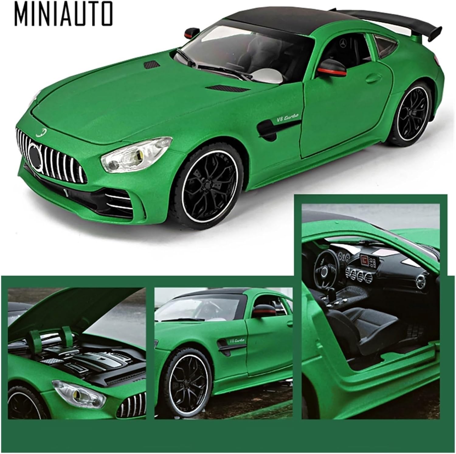 1:24 for GT/GTR Alloy Racing Car Model Diecasts & Toy Metal Vehicles Collection Gift(Green B,with Box)