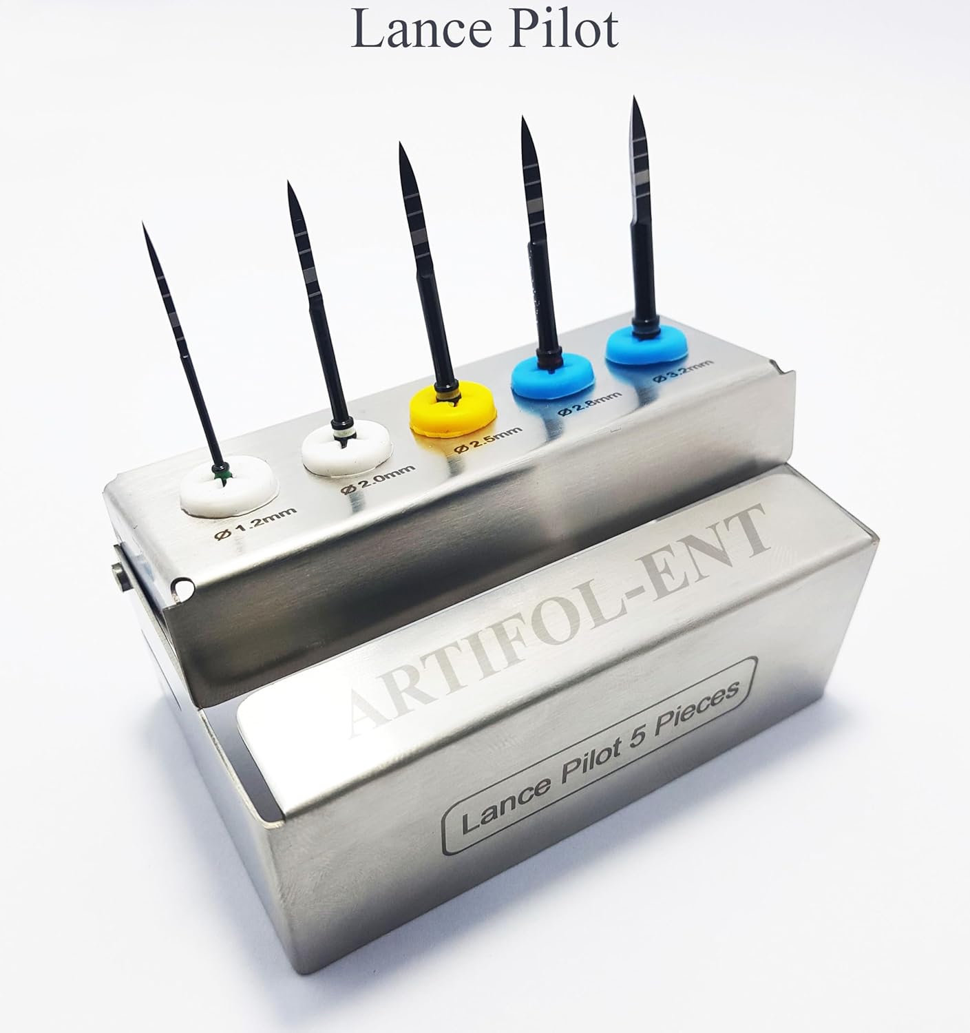 Generic Long Lance Pilot Drills Kit Implant Positioning Black Titanium Coated Drill Set of 5 Pcs, OS1033