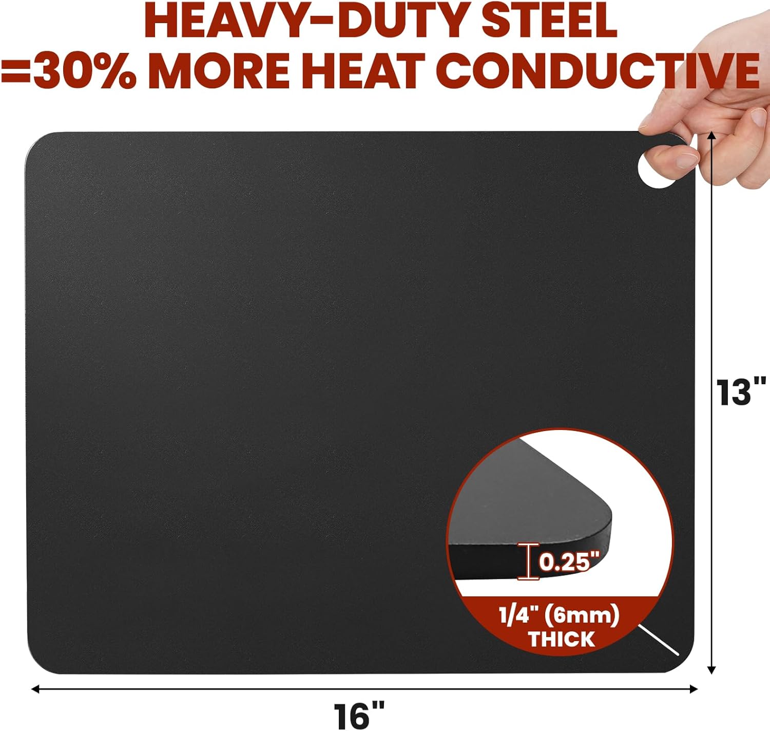 1MORE Pizza Steel for Oven,16"x13"Steel Pizza for Grill,1/4" Thick Pre-Seasoned Pizza Cooking Steels for Artisan Pizza, Bread, BBQ Restaurant-Quality Crisp Crust | Perfect for Oven Baked