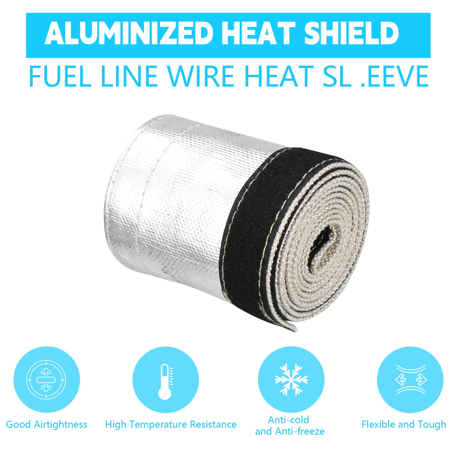 Heat Shroud Sleeve Aluminized Sleeving Express Aluminized Hose and Silver Hose Wire Protection Barrier Hook and Loop Closure 20mm I.D. x 2M with 20 Stainless Steel Ties - Image 4