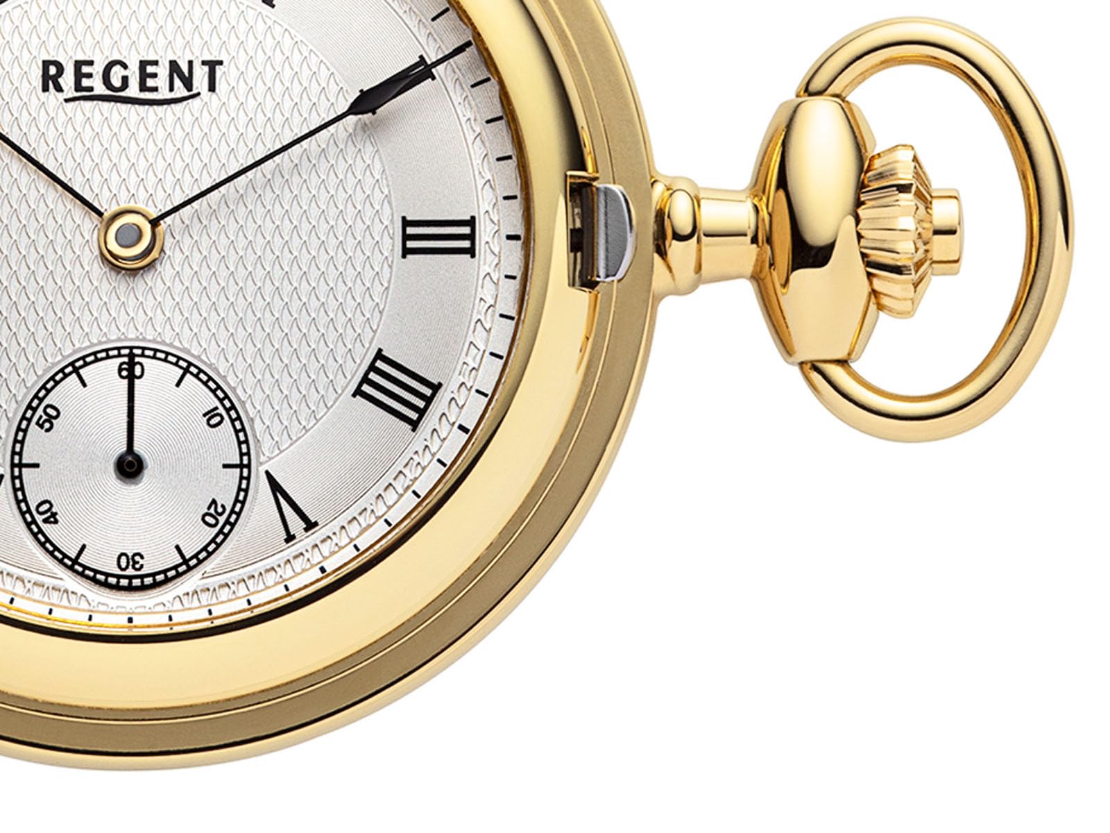 REGENT Herren Taschenuhr Savonnette Edelstahl 48 MM Mechanischer Handaufzug Römische Zahlen P-773