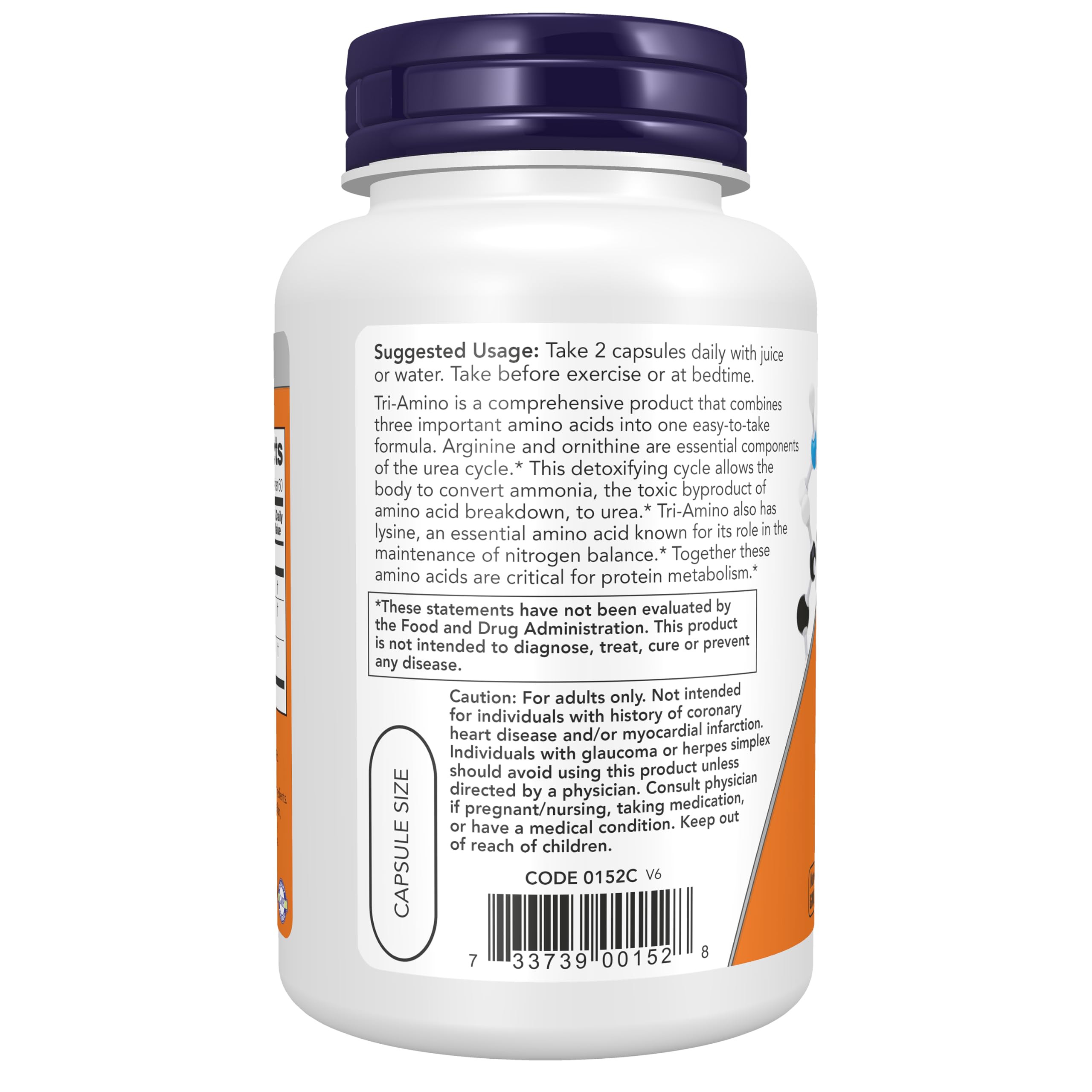 NOW Supplements, Tri-Amino with L-Arginine, L-Ornithine, L-Lysine, 120 Caps — Amazon image 3