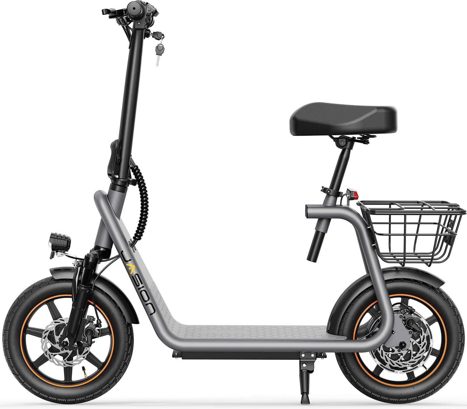 JasionJS3/PRO Electric Scooter with Seat, 650/850W Peak Motor, 20/25Miles Ranges Scooters for Adults, 20/25MPH Max Speed, Foldable E-Scooter for Pets & Cargo, Dual Disc Brakes