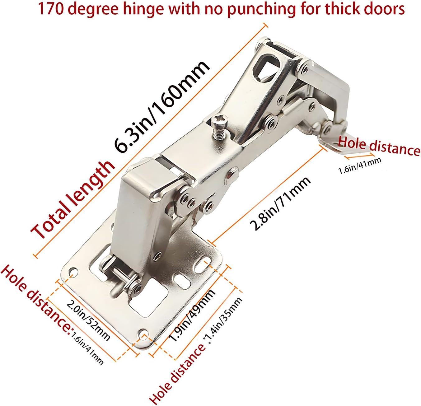 4 Pack -170 Degree Hinge Frameless Cabinet Door Hinge Concealed Soft Close Cabinet Hinge - Universal Installation for Heavy-Duty Cabinet Doors