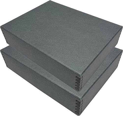 Lineco, Caja de almacenamiento de archivo de museo de 9 x 12 pulgadas, diseño frontal caído. Sin ácidos con borde metálico. Protege la longevidad de