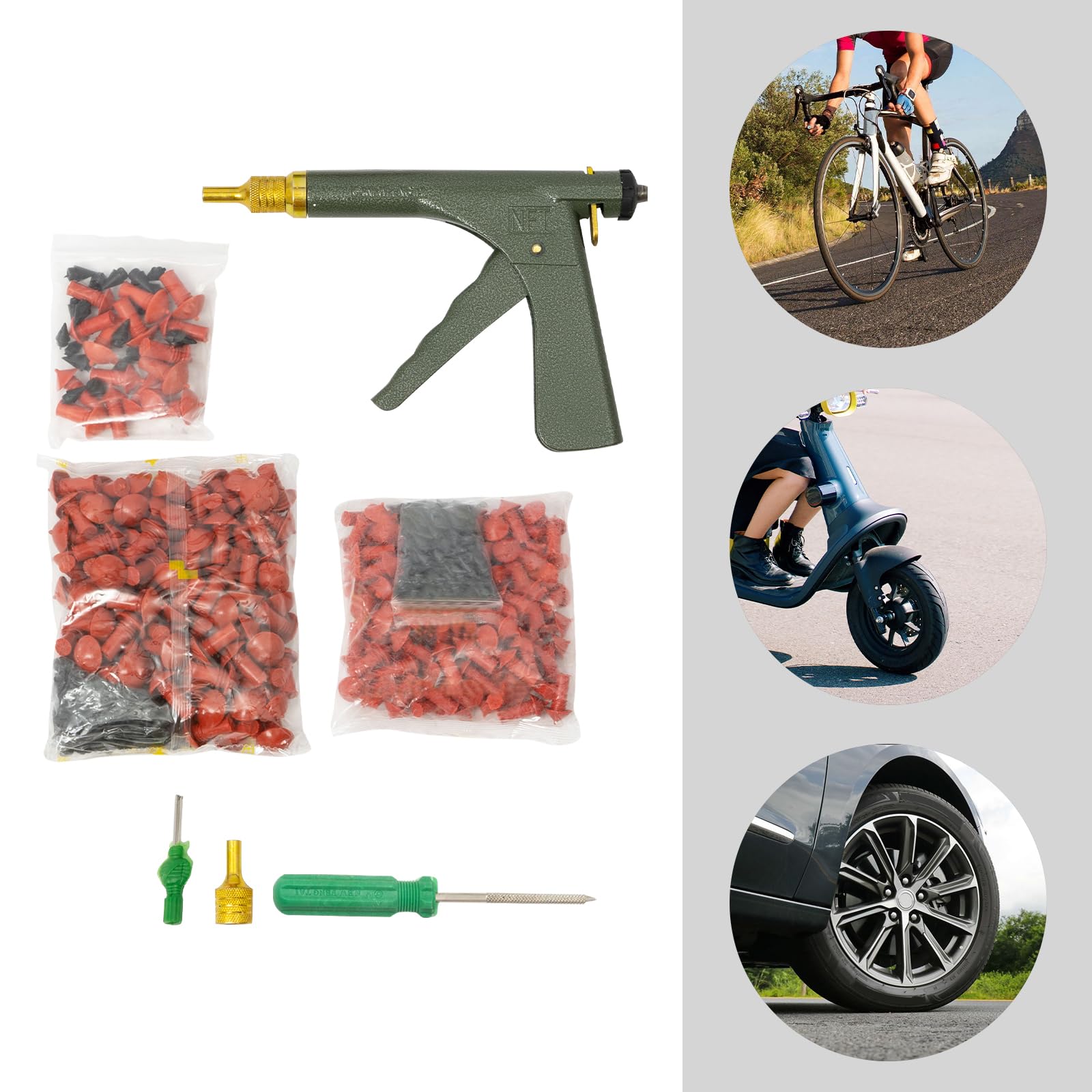 Kit De Reparación De Neumáticos con Efecto Hongo, Reparación De Pinchazos De Neumáticos Sin Cámara, Asistencia En Carretera Sin Desmontaje