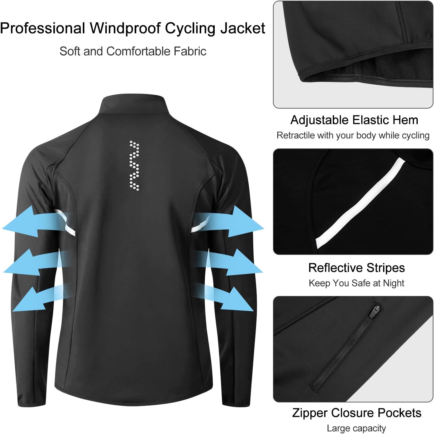 LAMEDA Cycling Bike Jackets for Men Winter Thermal Running Jacket Windproof Breathable Softshell Windbreaker - Image 6