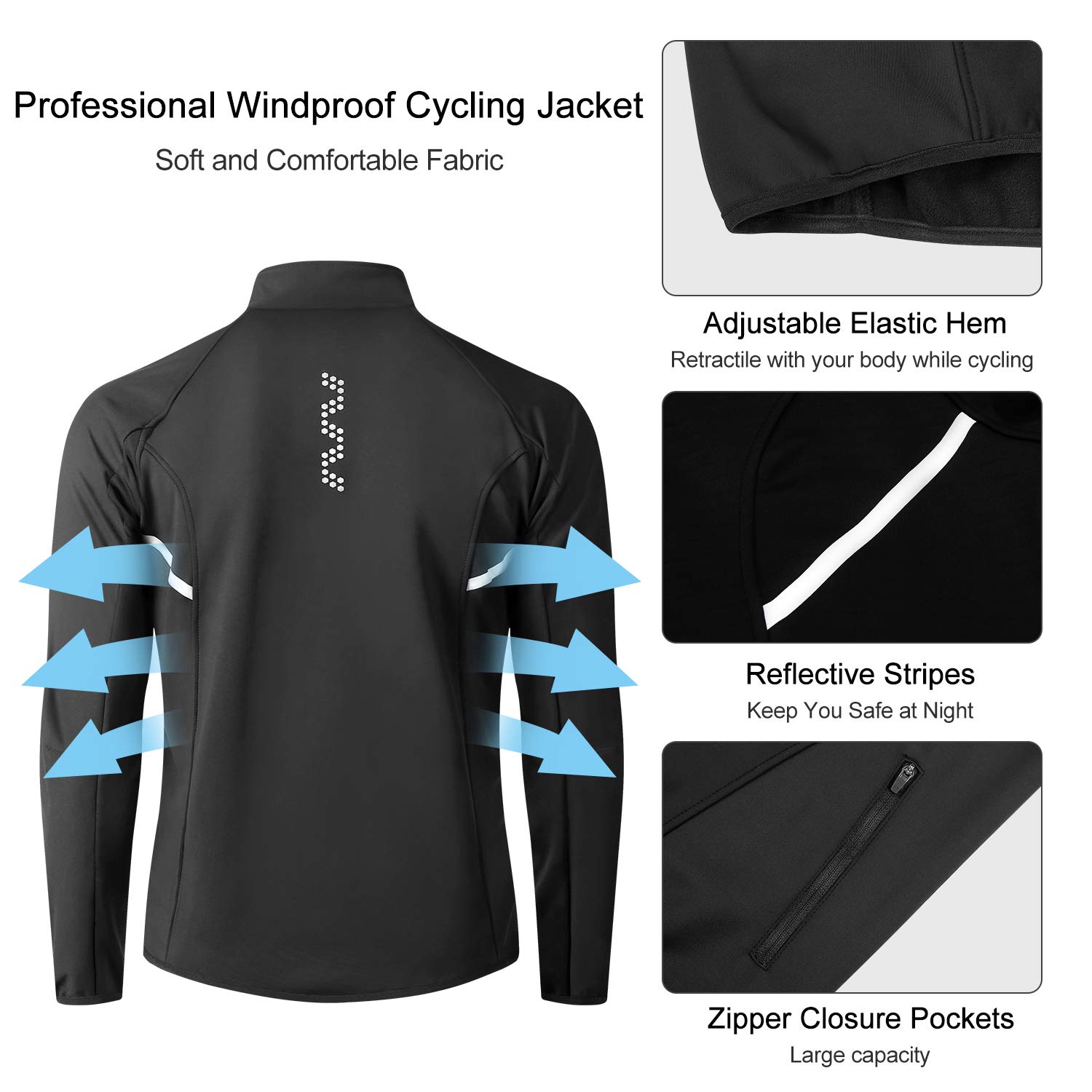 LAMEDA Fahrradjacke Herren Winter Warm Softshelljacke Wasserdicht Atmungsaktiv Winddicht Radjacke Laufjacke Thermo für Radfahren Sport Laufen Wandern