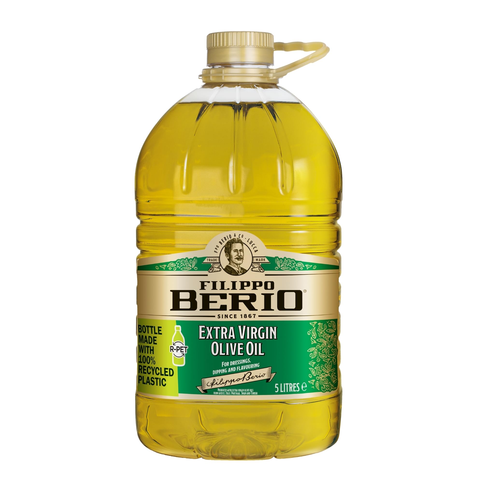 Filippo Berio Extra Virgin Olive Oil, Olive Oil 5 Litre Large Bottle, 5l