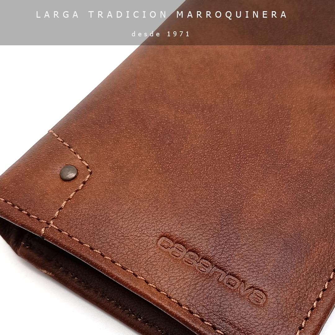 Cartera Hombre Tarjetero Piel SIN Monedero - Hecho a Mano - 18974 Marron