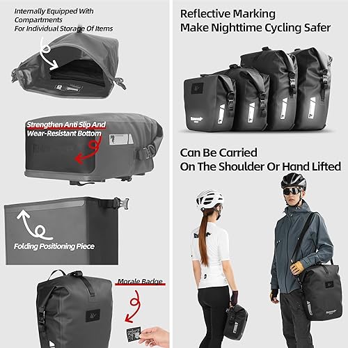 Miniatura 5 de Rhinowalk Bolsa de alforja de bicicleta 20L impermeable Bolsa de bicicleta Motor Alforja Mochila Bolsa de hombro Bolsa de viaje Bolsa de viaje