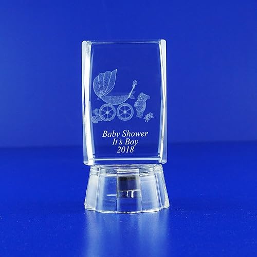12PCS personalizado grabado personalizado grabados con láser 3d Transporte & Teddy Bear de vidrio cubeta de vidrio para Baby Shower, Transparente, 12