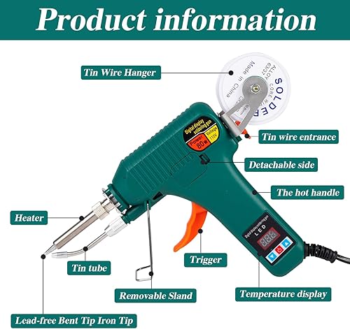 Miniatura 6 de Kit de pistola de soldadura  Kit de soldador con temperatura ajustable de 356.0-968.0 F, botón de encendidoapagado, pistola de soldadura de calor