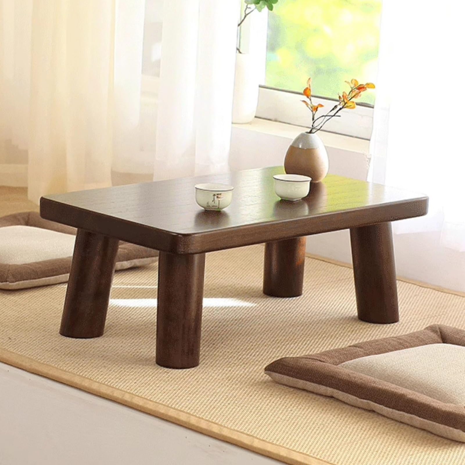 Table basse japonaise bois massif pour sublimer les petits salons