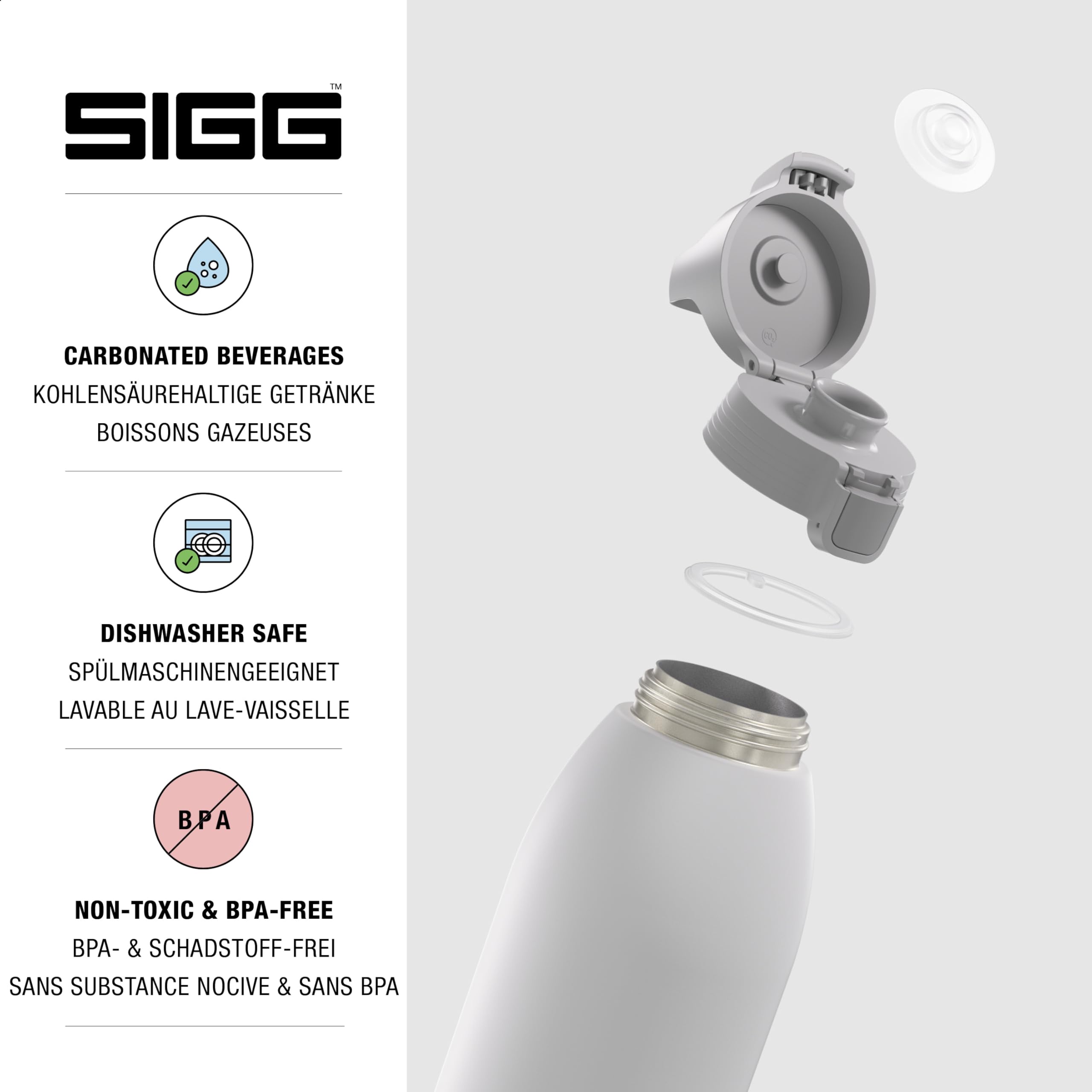 Sigg, Insulated Water Bottle, Shield Therm White- Suitable For Carbonated Beverages, Leakproof, Dishwasher Safe, BPA Free - Image 3