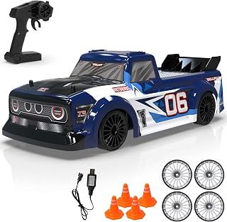 RACENT Remote Control Car 1:14 Scale RC Drift Car for Adults 2.4Ghz 4WD High Speed Drift Truck with Led Light 2 Batteries and Replaceable Wheel Xmas Gifts for Boys Girls