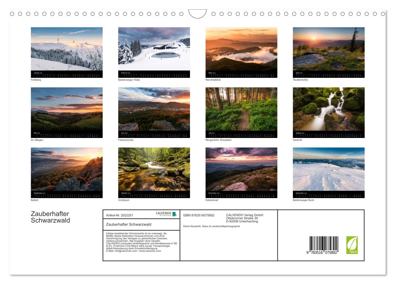 Zauberhafter Schwarzwald (Wandkalender 2026 DIN A3 quer), CALVENDO Monatskalender: Landschaftsphotographien aus dem Schwarzwald