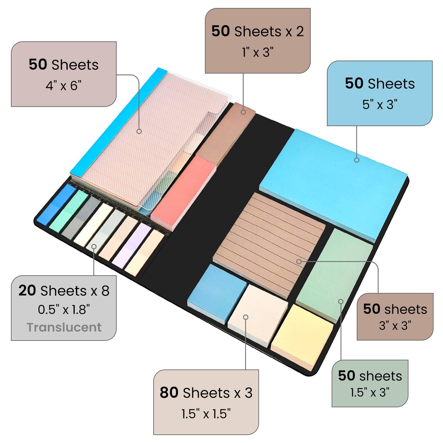 Haftnotizen Set, Haftnotizen Tabs, 920 Stück, Trennblätter, Haftnotizen, Schulbedarf, Bürobedarf, Planer Haftnotizen, Haftnotizen, Trennblätter, Buchnotizen, Schulbedarf (blau-groß)