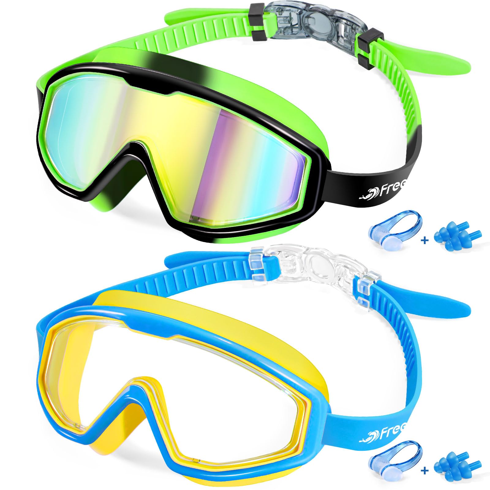 Freela Goggles for Kids Toddler 3-15, Anti Fog No Leak Clear Swim Goggles for Boys Girls Pool Beach Swimming