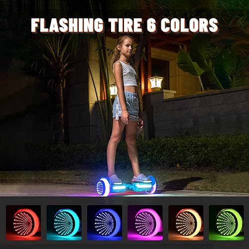 Miniatura 2 de SIMATE Scooter  Placa autoequilibrante de 6.5 pulgadas con ruedas de iluminación LED, altavoces Bluetooth y aplicación, motores duales de 250 W,