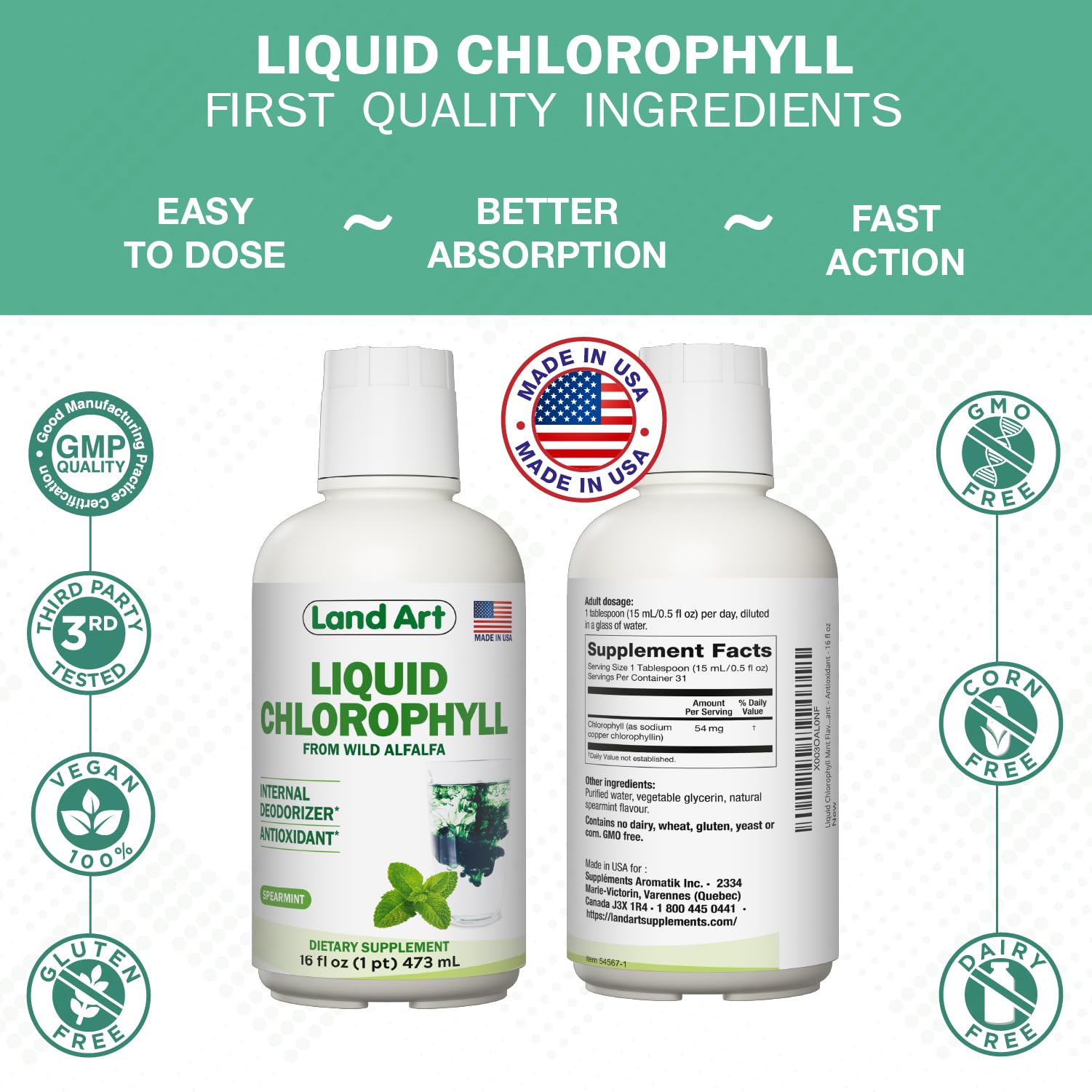 Chlorophyll, Cold-Extracted, Wild Alfalfa, Body Odor, Mint, 16 fl oz — Amazon image 8