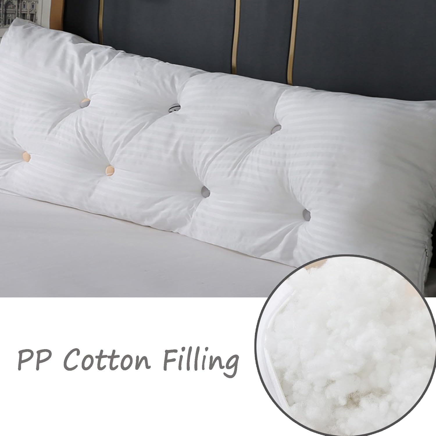 King Size Backrest Pillow - Bolster Headboard Support Cushion, Lumbar Comfort Cushion for Daybed, 100x20x50cm, Zippered, Soft Blue, Ideal for Relaxation & Sleep Support (Silvery 20