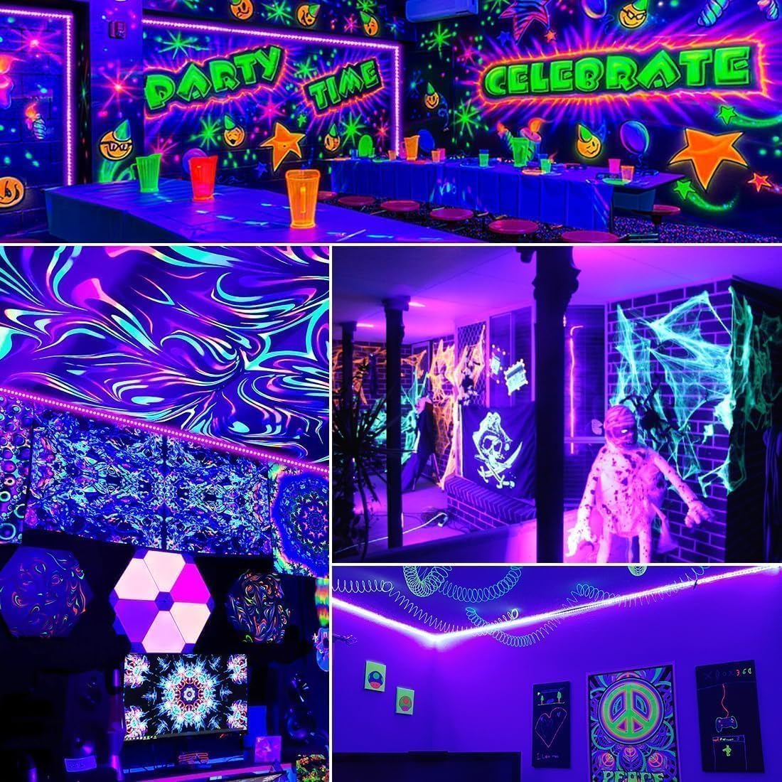 THECHAM Bande lumineuse noire de 6 m avec télécommande