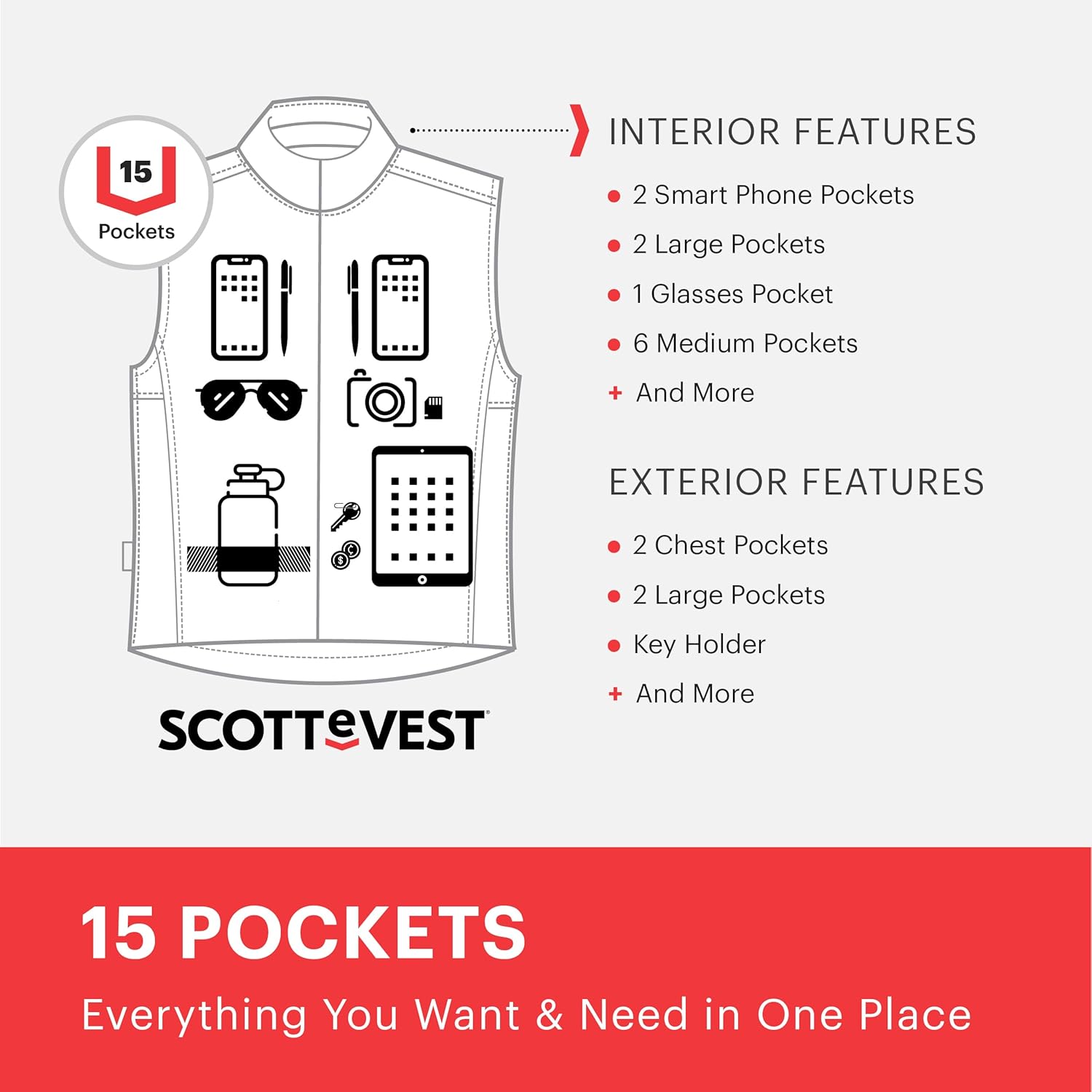 SCOTTeVEST Fireside Fleece Vest for Men - 15 Hidden Pockets - Warm Wrinkle Resistant for Travel & More - Image 5