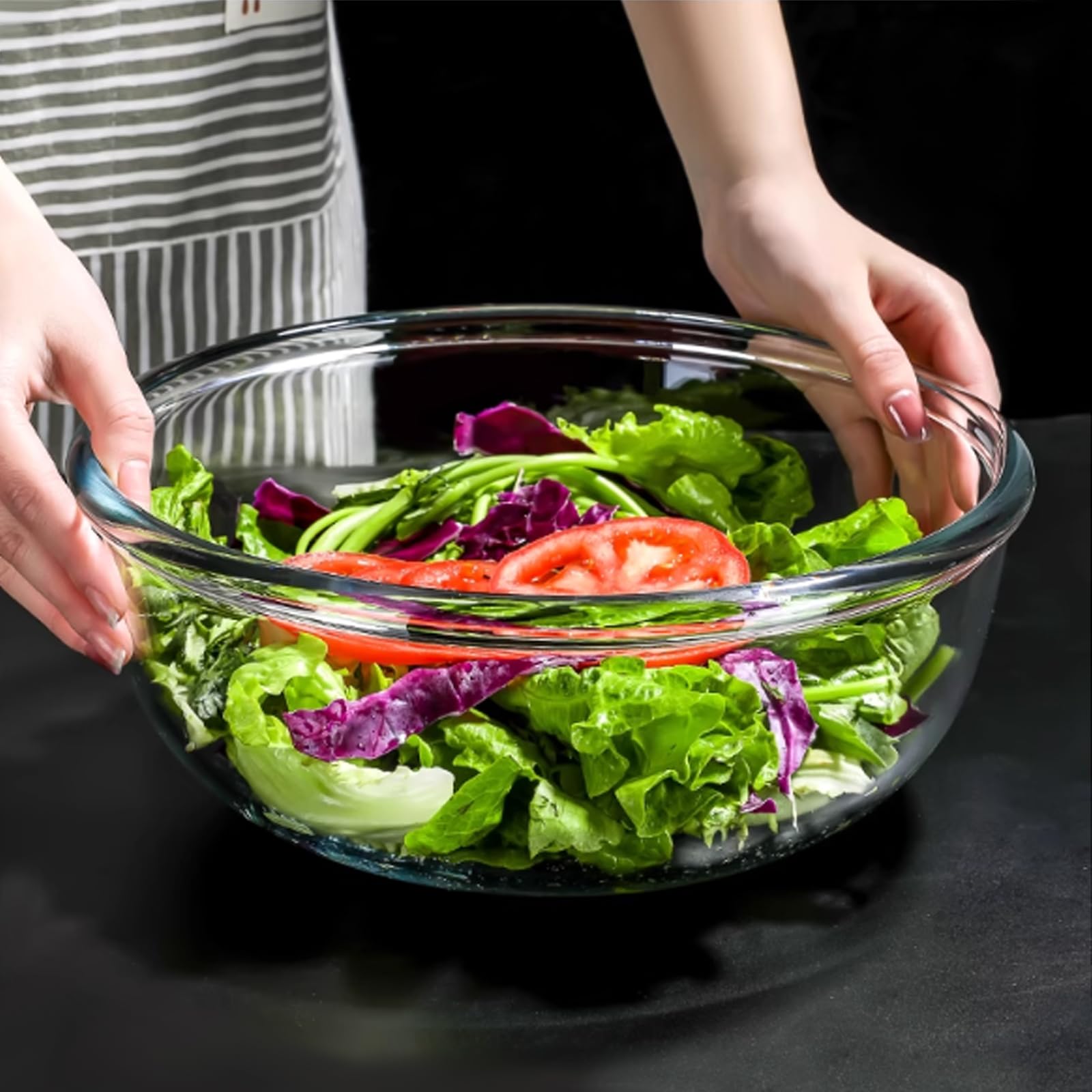 Extra große Glasschale für Sauerteigbrot, Glas-Rührschüssel für Sauerteigbrot mit Deckel, Backbehälter für Küche, Kühlschrank, Organisation