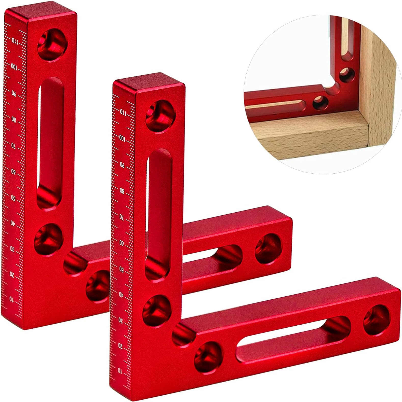 2 Pcs Positioning Squares, 4.7 x 4.7 inch Aluminium Alloy Corner Clamping Square 90° L-Type Corner Clamp for Boxes Picture Frames Cabinets Drawers Carpenter Tool