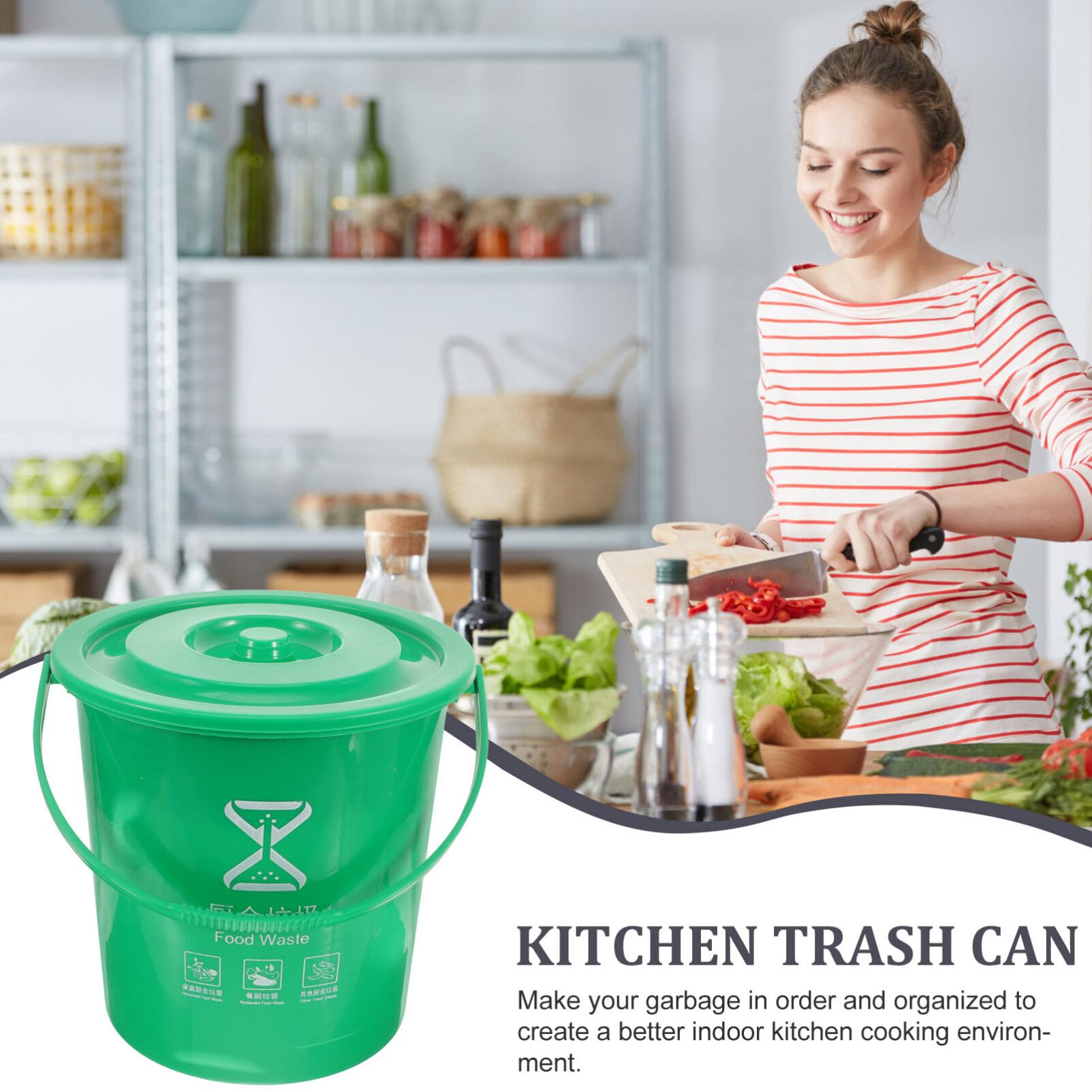 OSALADI Kitchen Compost Bin Food Waste Bucket Plastic Composting Bucket for Wet Dry Separation