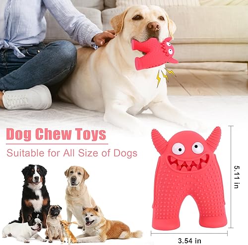Miniatura 2 de MADDEMCUTE Juguetes chirriantes para perros masticadores agresivos, juguete interactivo duradero para perros grandes, medianos y pequeños, limpieza