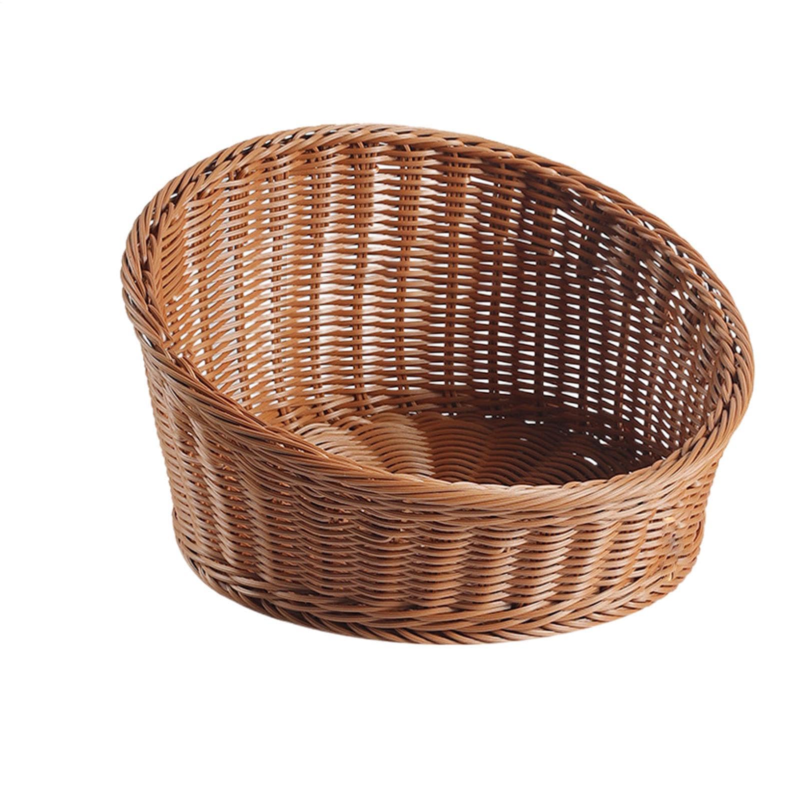 Cesto di servizio – Espositore inclinato finto rattan, vassoio per presentazioni di frutta e pasticceria, organizzatore di verdure e snack, design conico resistente, ideale per panetti