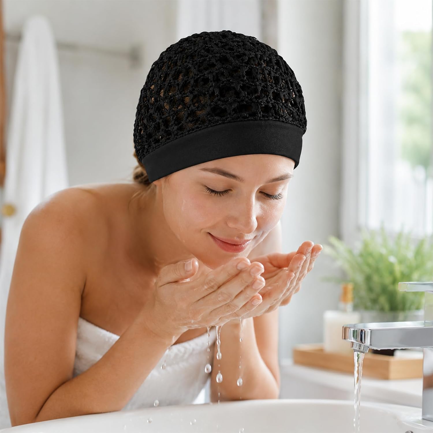 2-Pack Hair Net for Silk Press and Hair Wrap Net, Crochet Cap for Sleeping, Mallas para El Cabello, Handmade Crochet Hair Nets for Nighttime Hair Care and Styling Protection