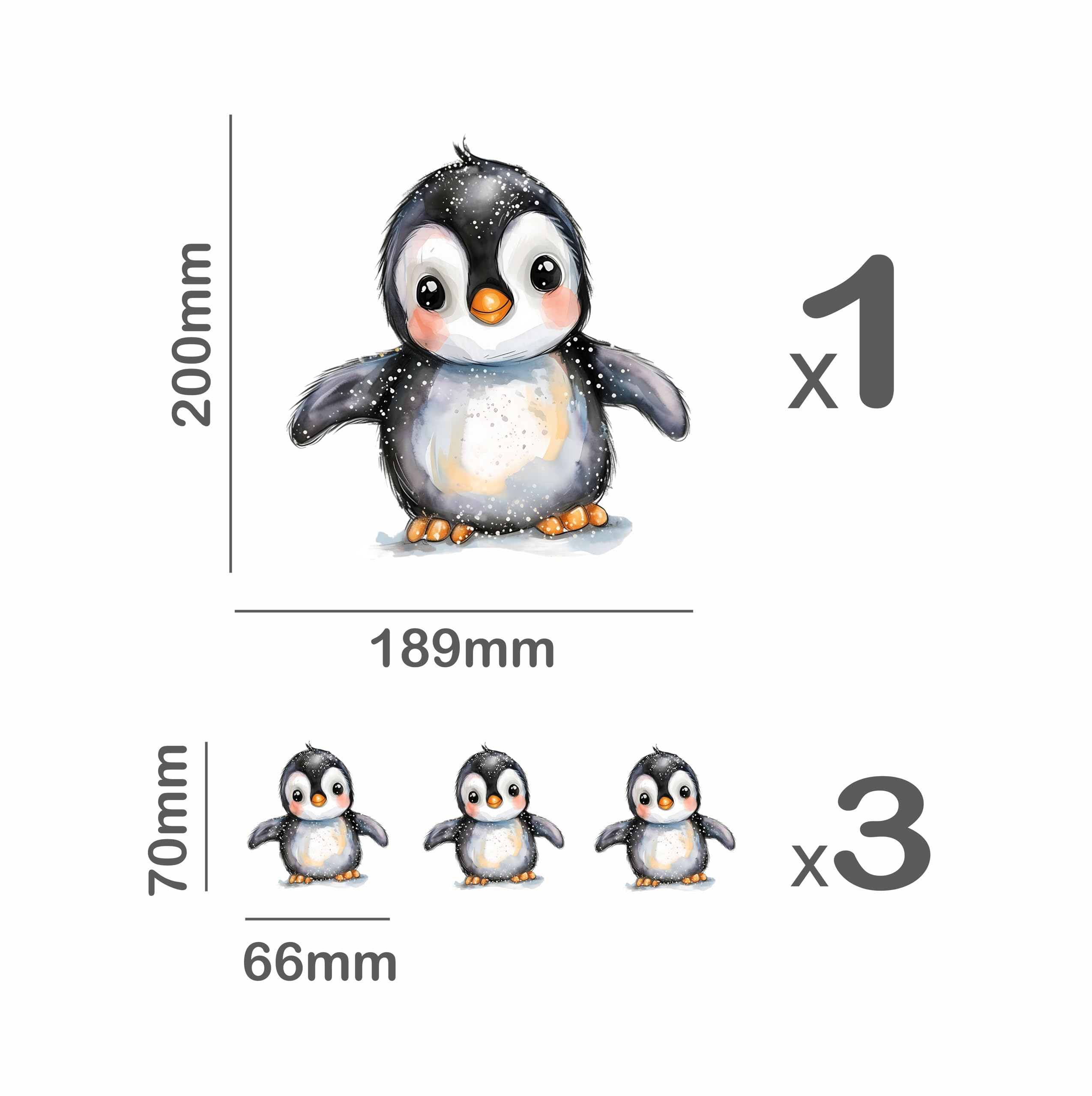 x4 Baby Penguin Vinyl Stickers Cover Marks Non Transparent Waterproof Nursery Decals 1@ 20cm Tall Ideal for Toilets car - Image 2