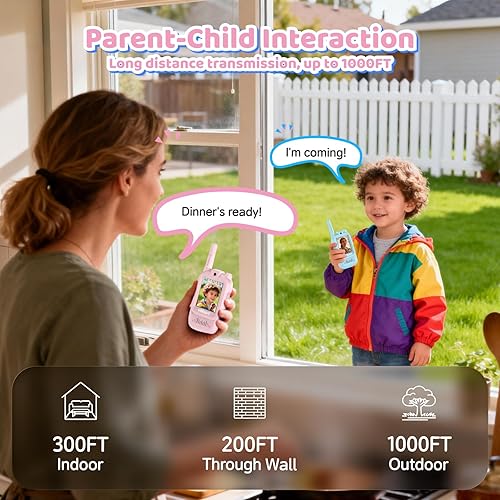 Miniatura 4 de Walkie Talkie - Juguetes de video para niños de 3 a 12 años, paquete de 2 walkie talkies con pantalla, radio de 2 vías de largo alcance con 4