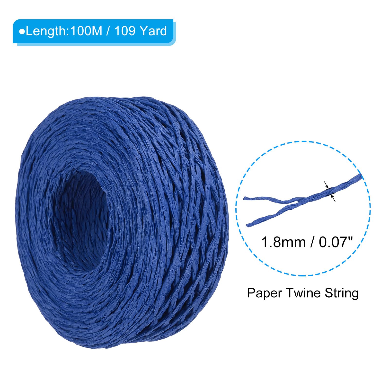 PATIKIL 328 Feet Raffia Ribbon, Raffia Yarn Paper Rope Twine String for Crochet Bags Craft Festival Gifts Bouquets Wrapping, Dark Blue - Image 2