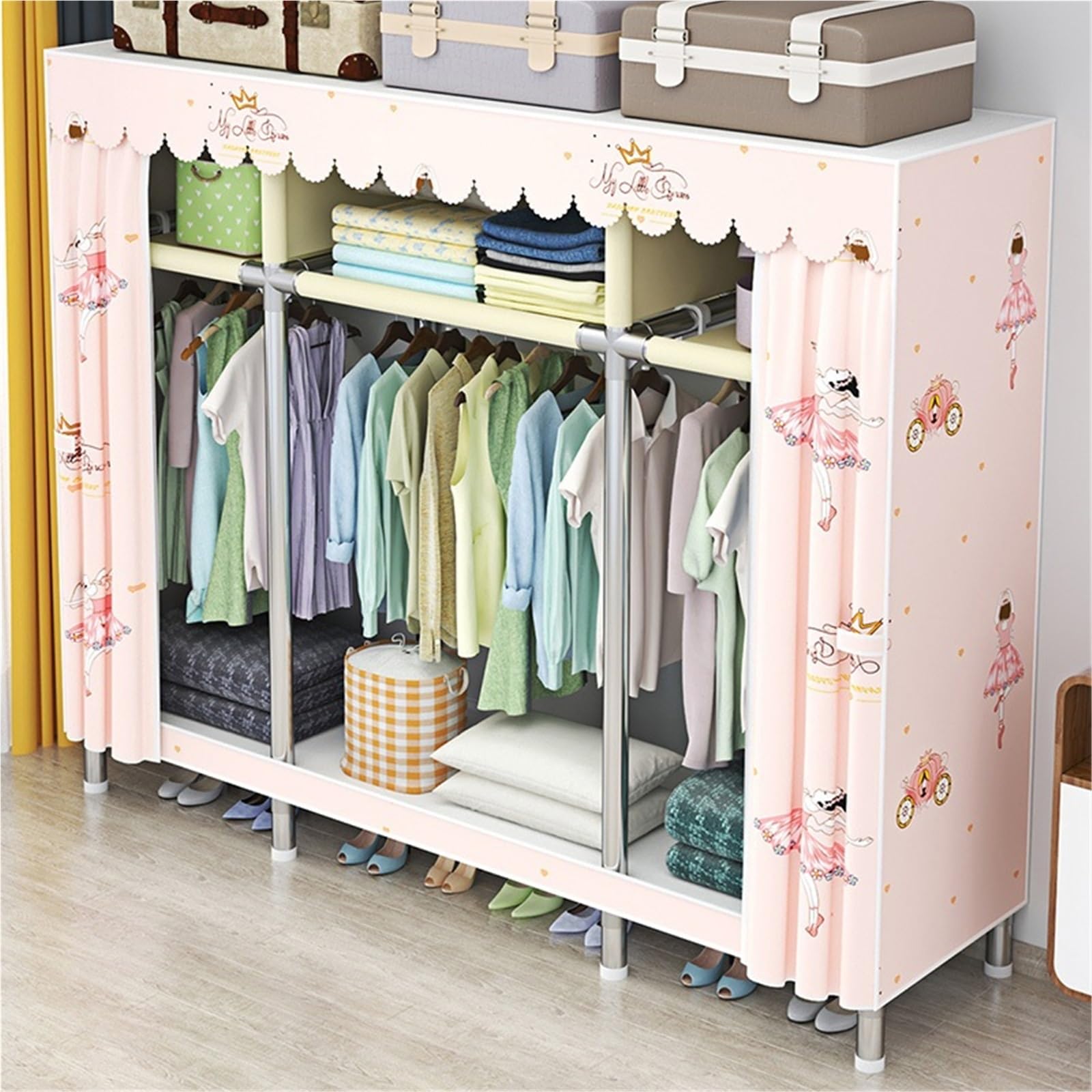 Stoffschrank Schlafzimmer Tragbare Faltbare Tuch Kleiderschrank Organizer Kleidung Falten Leinwand Schrank Rack for
