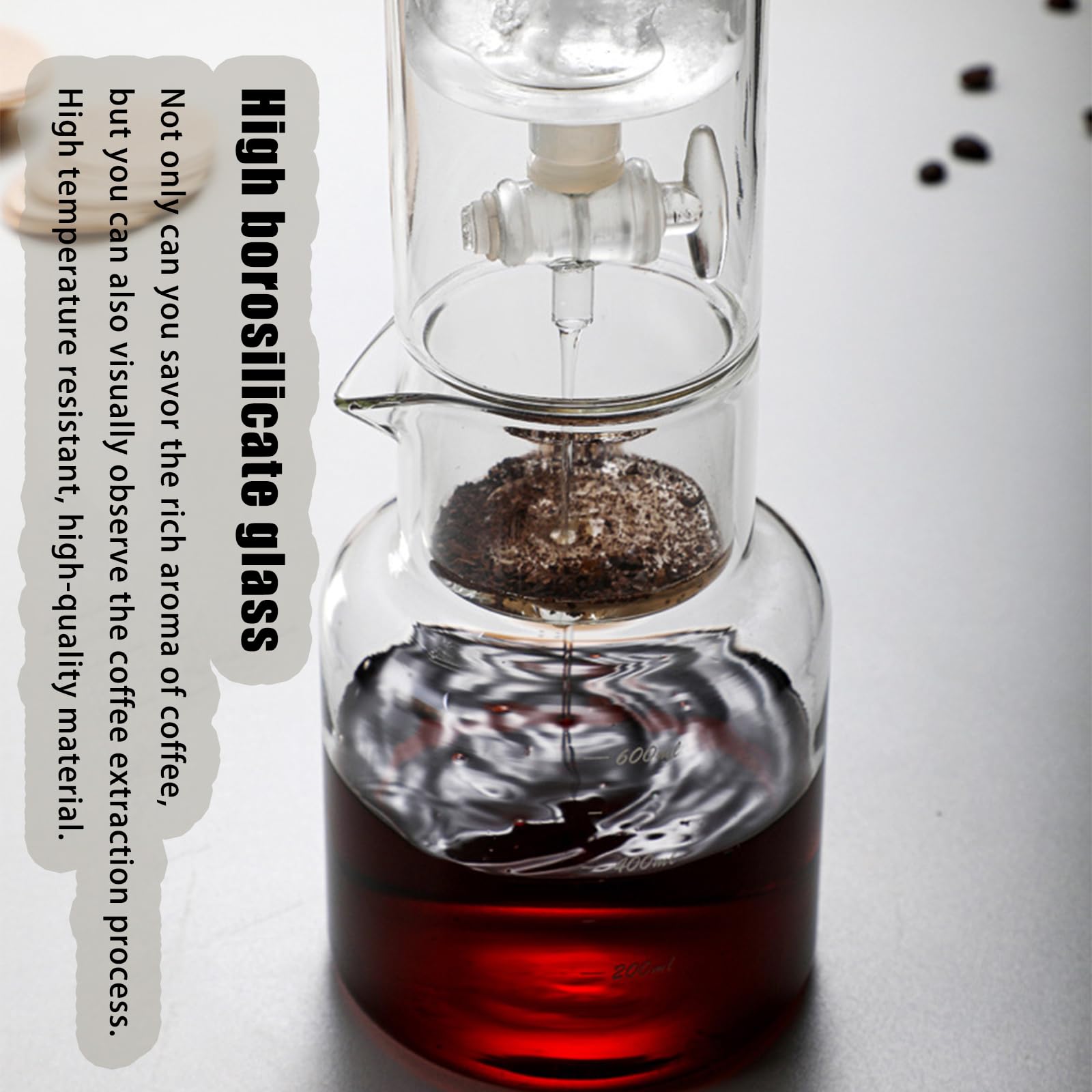 Cold Brew Drip Tower, Brew Macchina da caffè Cold Drip Coffee per Uso Domestico Flusso d'Acqua Regolabile Trasparenti Supporto in Gocciolatore Regolabile per la Casa(Color:B)