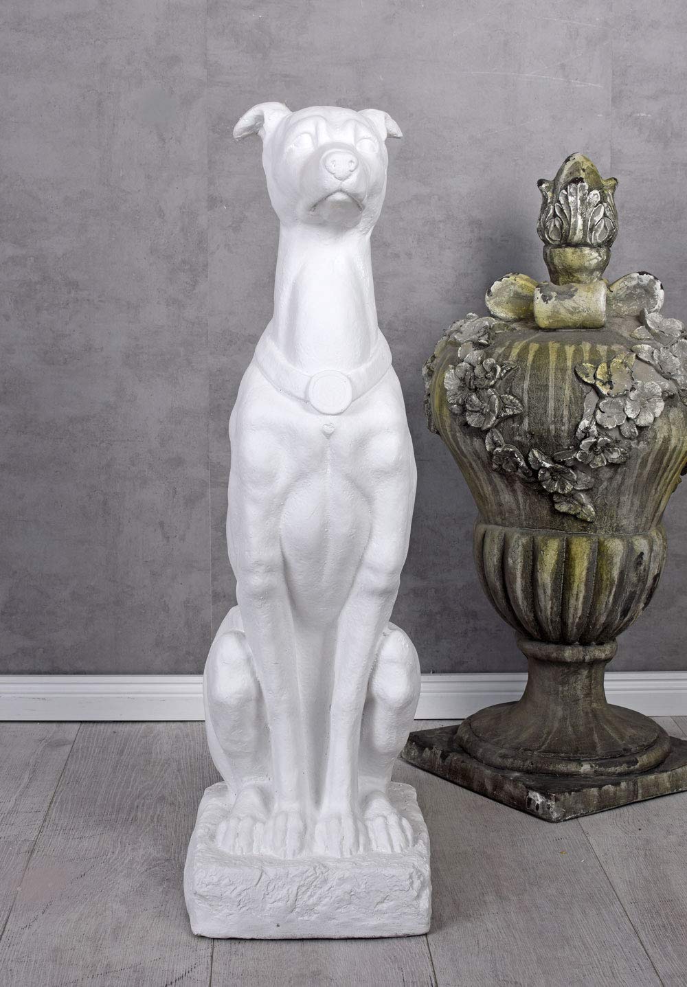Windhund Skulptur Weiss Hundefigur Hauseingang Hund Statue Antik Hundeskulptur yac046 Palazzo Exklusiv
