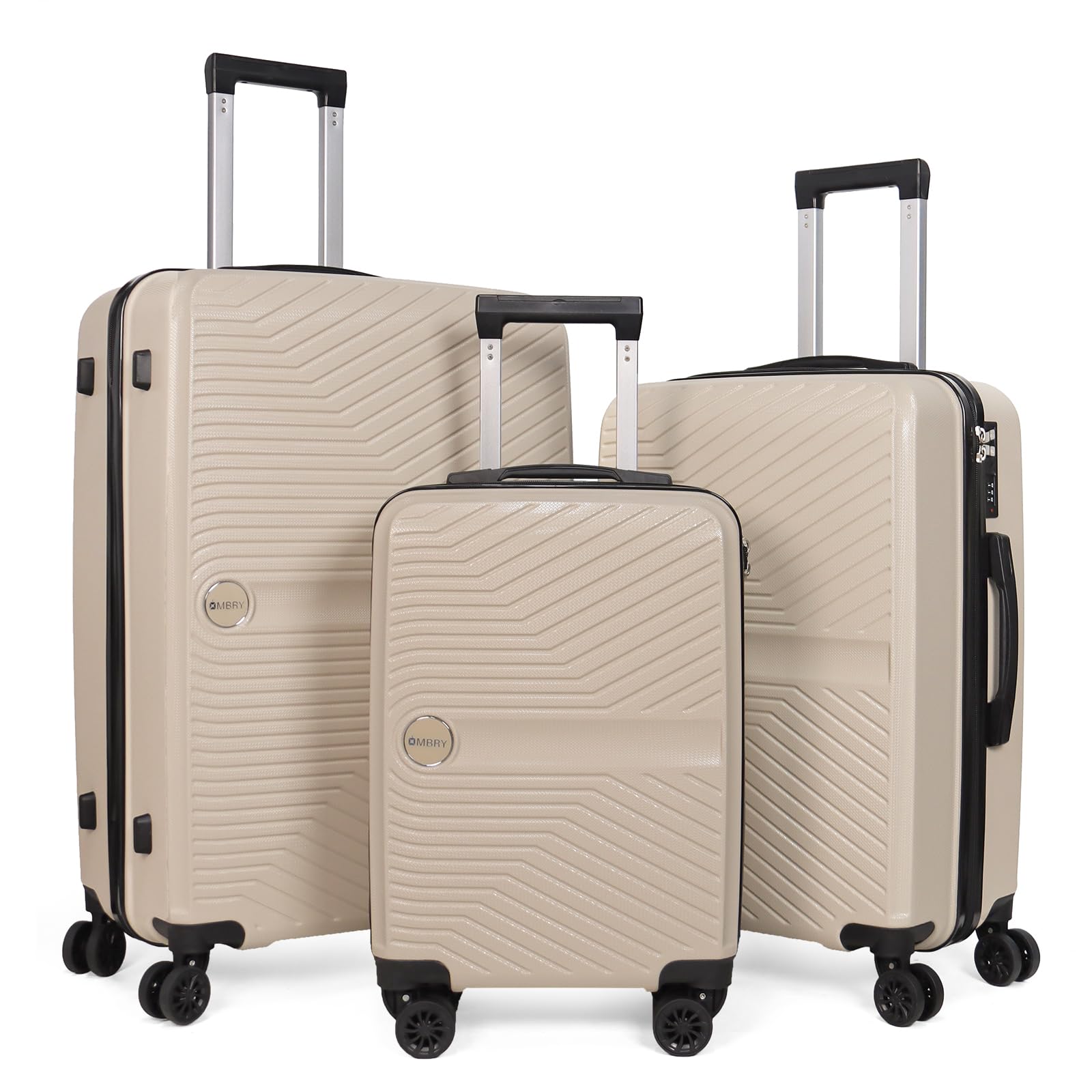 Luggage Set 3 Pieces - Suitcase Set - Carry on Luggage with Wheels - Check-in Luggage - PC + ABS Durable Suitcase Rotating Silent Wheels - 20/24/28 - Beige image 1