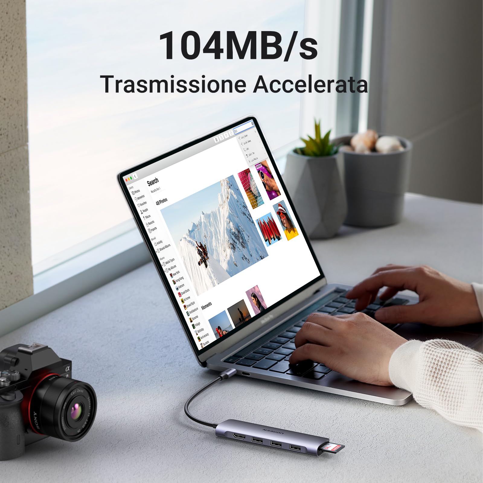 UGREEN Revodok 106 Hub USB C HDMI 6 In 1 Adattatore USB C a HDMI 4K USB 3.0 Lettore di Schede SD TF Compatibile con MacBook Pro Air M2 M1, iPad Pro, iPhone 16 Plus Pro Max, Galaxy S24 Plus (Grigio)