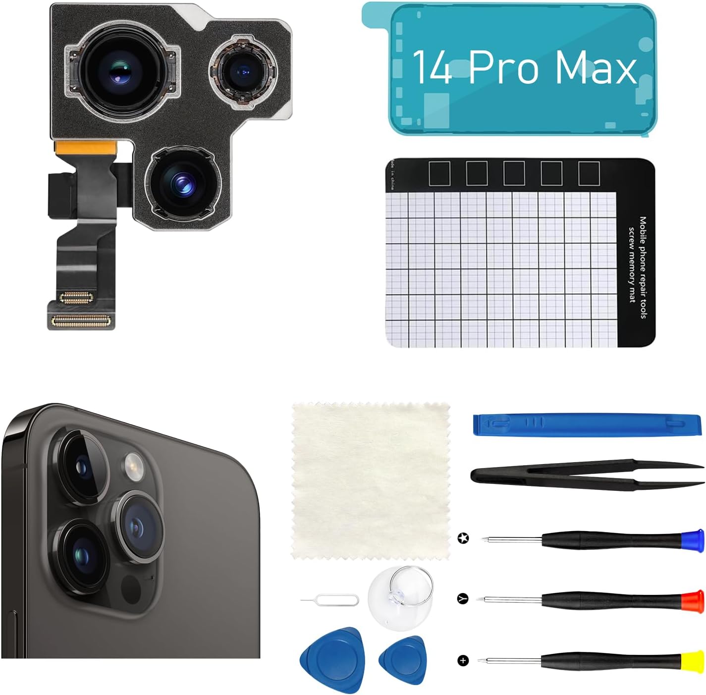 for iPhone 14 Pro Max Main Back Rear Camera Replacement OEM 48MP A2894 A2651 A2893 A2895 A2896 with Repair Tools