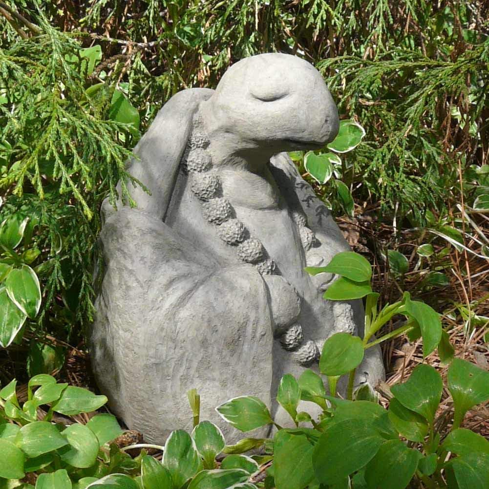 Meditating Turtle - Cast Stone Garden Sculpture : Large Size, Grey Stone Finish