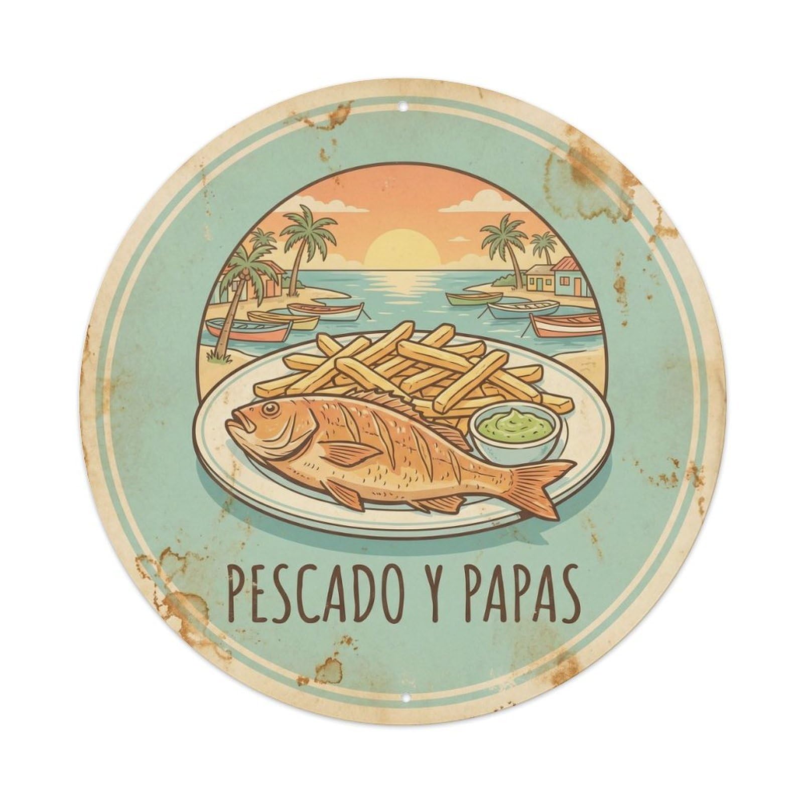 Fried Fish Food Culture Roadside Diner Venezuela Travel Metal Tin Sign