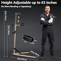Urban Deco Kerékpár Szerelőállvány - 50 kg Teherbírású Fém Állvány, 160 cm-ig Állítható Magasság, 360° Forgatható Tartó, Szerszámtálcával, A 3