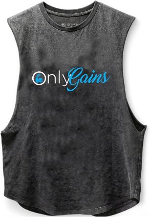 Only Gains Scoop Bottom Cotton Tank,Novelty Sleeveless T-Shirt,Fitness Heavy Duty Training Tank Top
